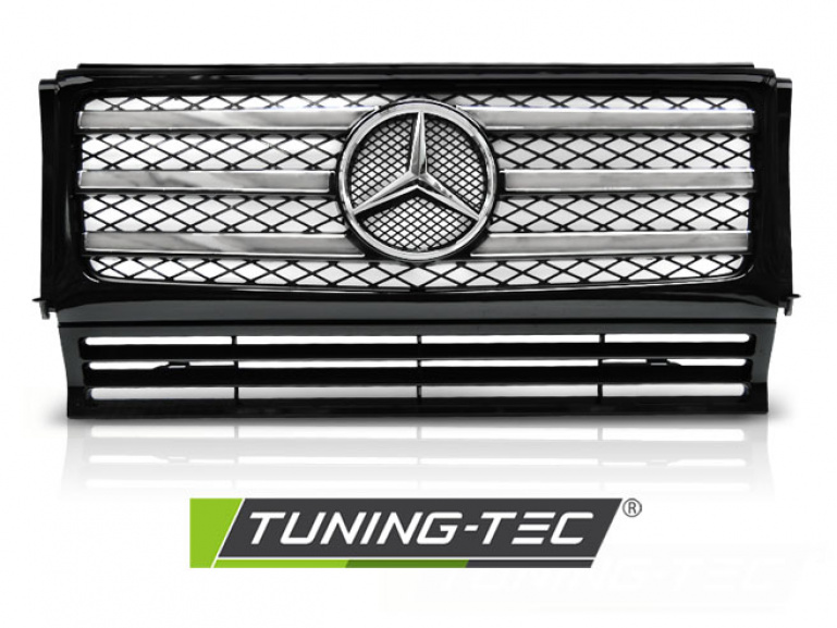 Upgrade Sportgrill / Kühlergrill für Mercedes Benz G-Klasse W463 09-12 Hochglanz schwarz/chrom